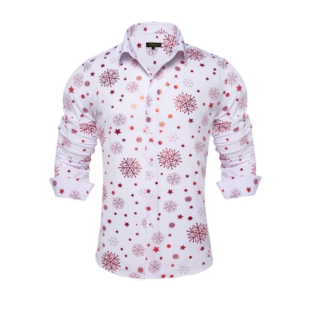 DiBanGu Christmas Shirts for Men Button Down Shirts Long Sleeve Dress Shirts S